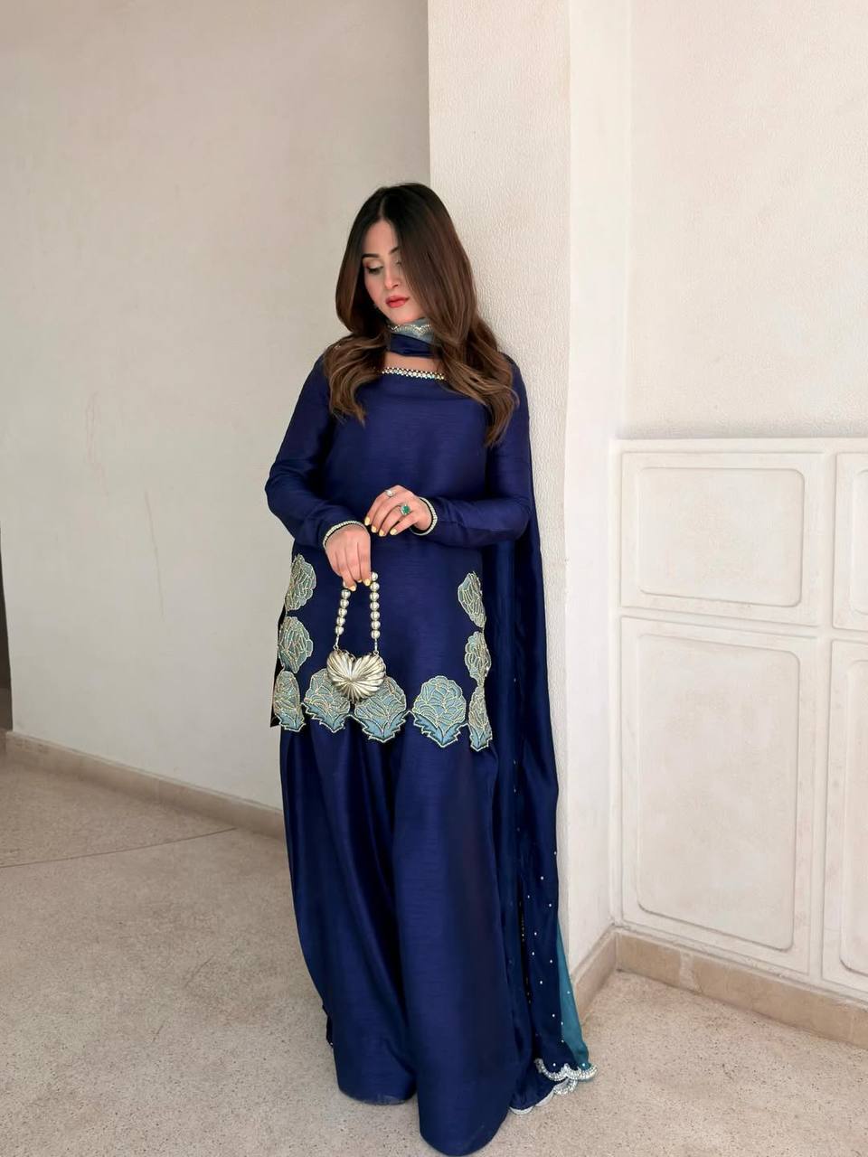 Sapphire Blue Scalloped Couture Set